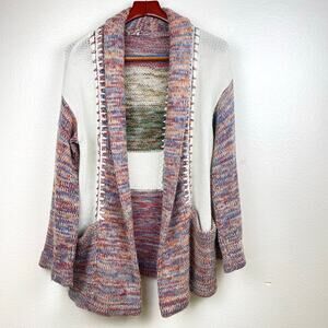 Handmade Vintage Womans Cardigan Sz L Thick Cozy Grunge Boho Earthy Southwestern